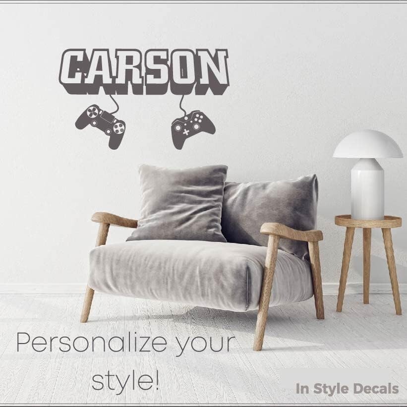 Persanolized Name Gamer Boy Girl Video Games Controllers 3D Style Kids Room