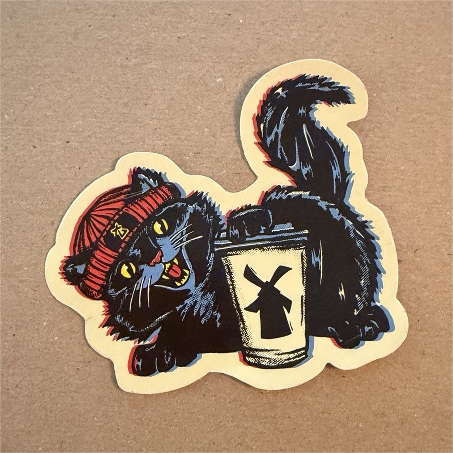 Dutch Bros Coffee Cat Sticker Windmill Logo Black Red White Coffee & Tea Theme