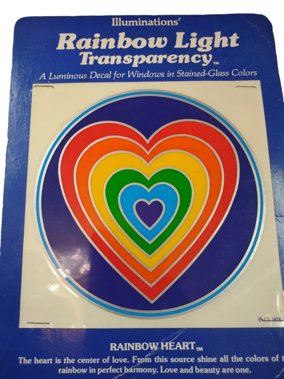 Illuminations Transparent Rainbow Heart Window Decal Multicolor Vintage