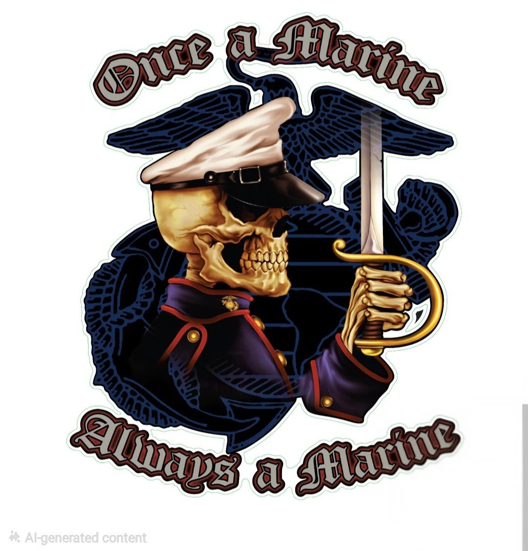 Once a Marine Always a Marine USMC Skull Sword Multicolor Sticker/Decal