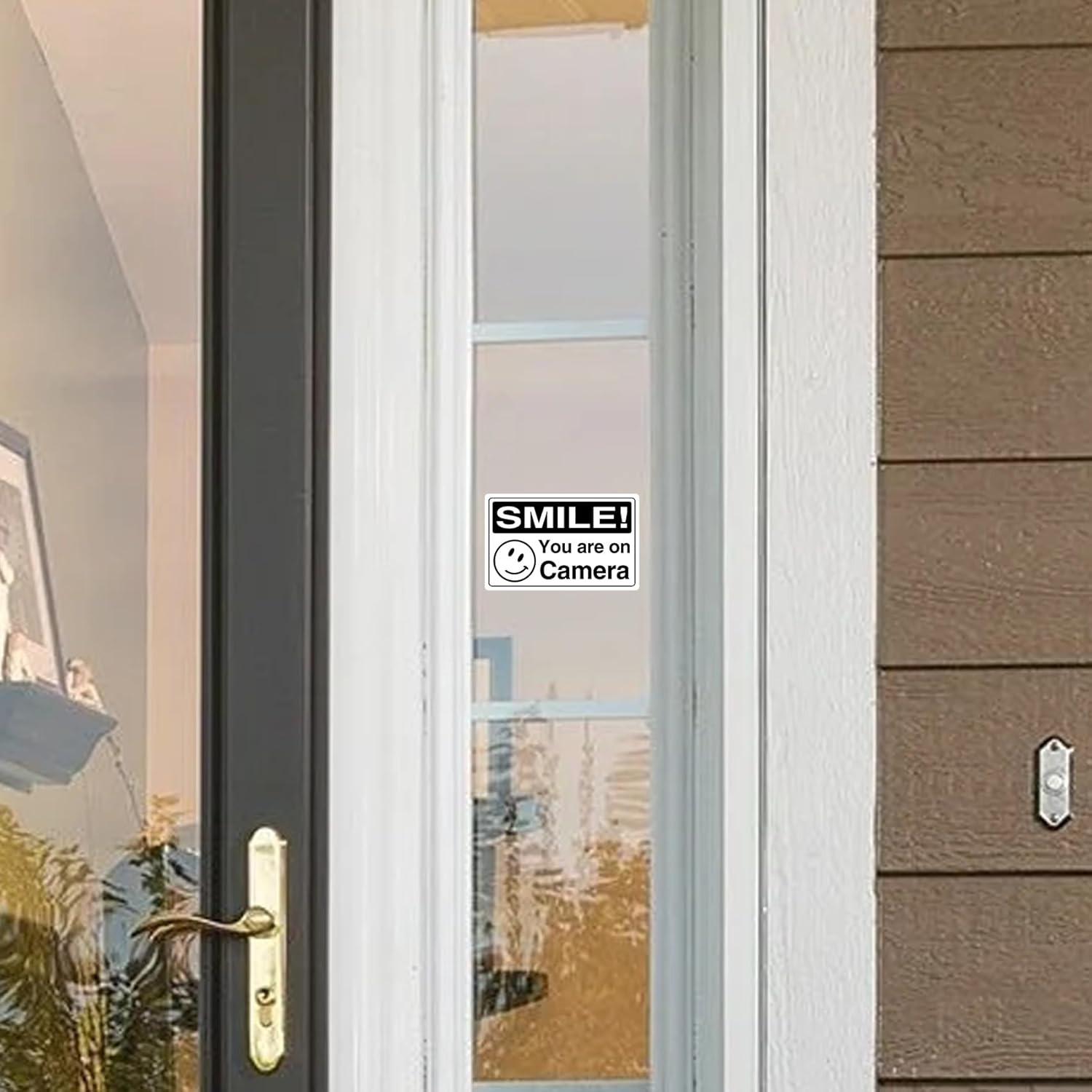 12 Pcs Smile You'Re on Camera Signs Stickers, 8 X 5Cm and 13 X 3Cm Self-Adhesive