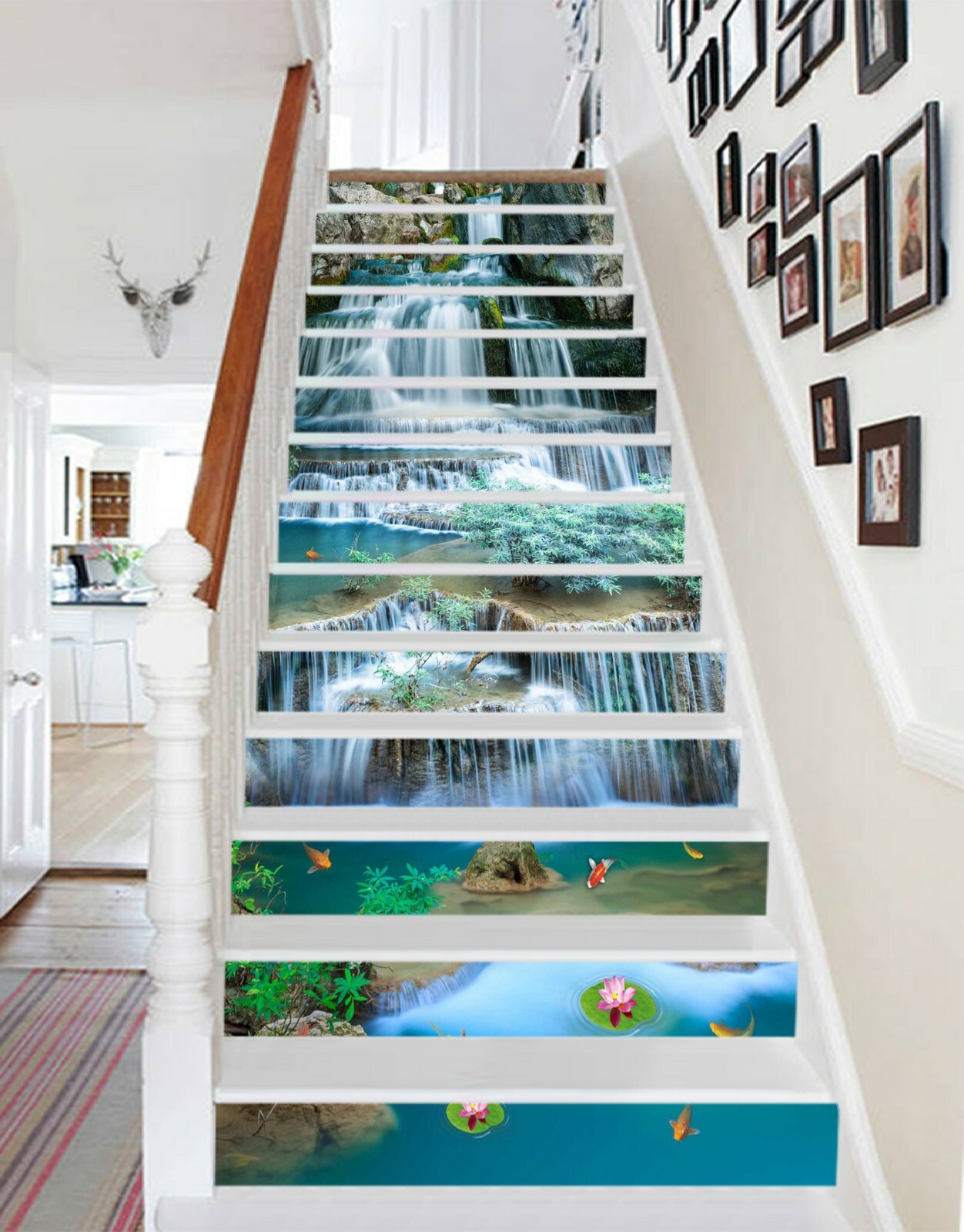 3D Waterfall Tree 758NA Stair Risers Decoration Photo Mural Decal Wallpaper Fay