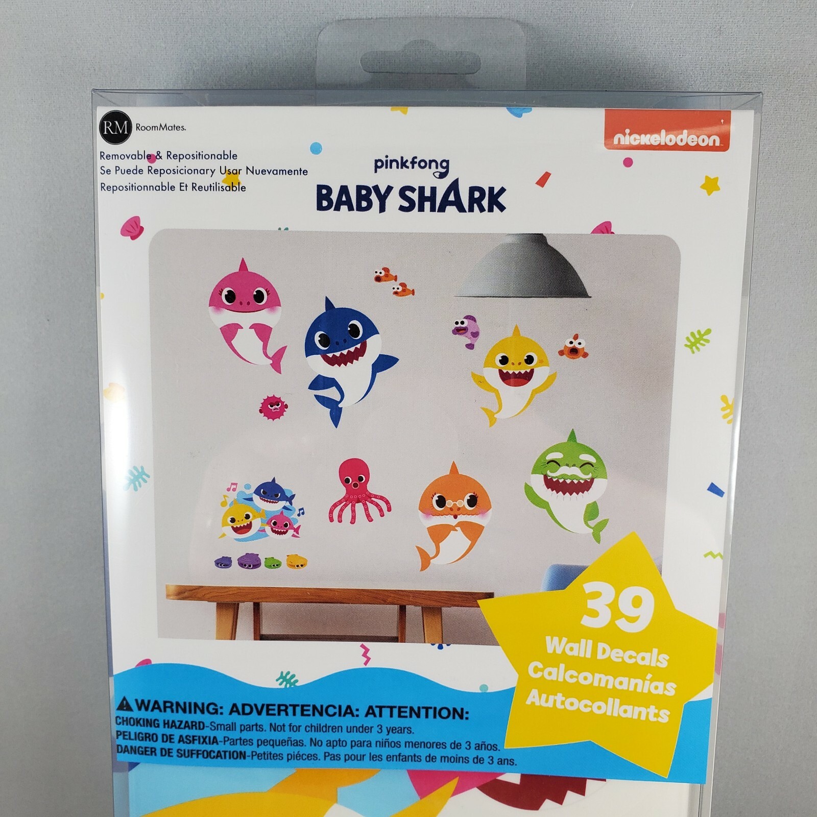 RoomMates Pinkfong BABY SHARK 39 Wall Decals Removable & Repositionable