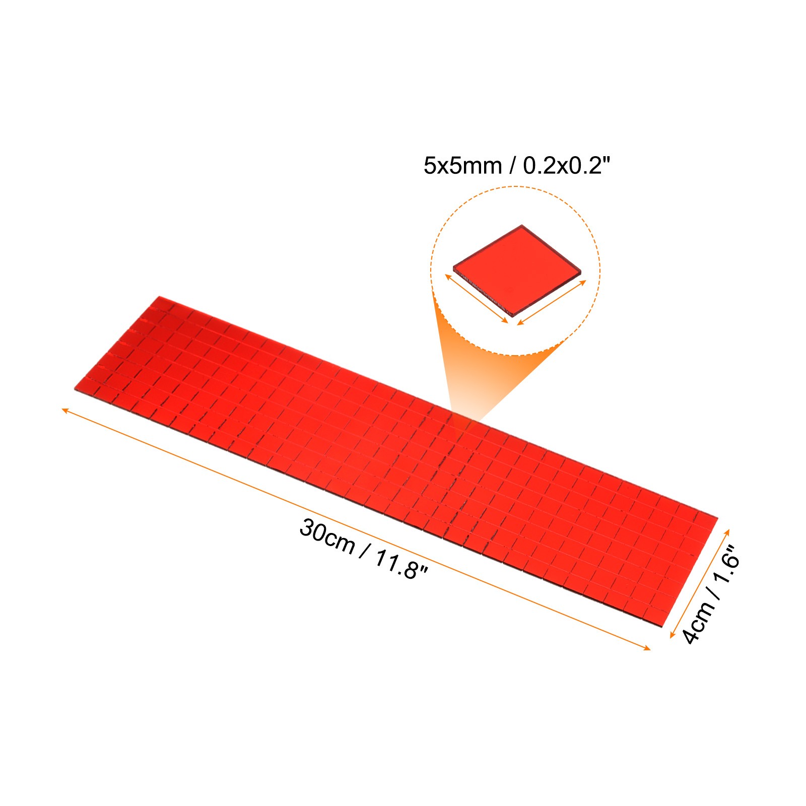 8 Sheet 3840Pcs 5x5mm Self Adhesive Mirror Mosaic Tiles Sticker Red