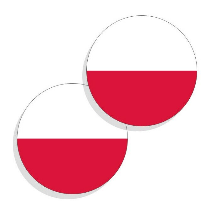 Poland Flag Stickers Flag Decals Vinyl Stickers Round Set of 4 Polish Flag