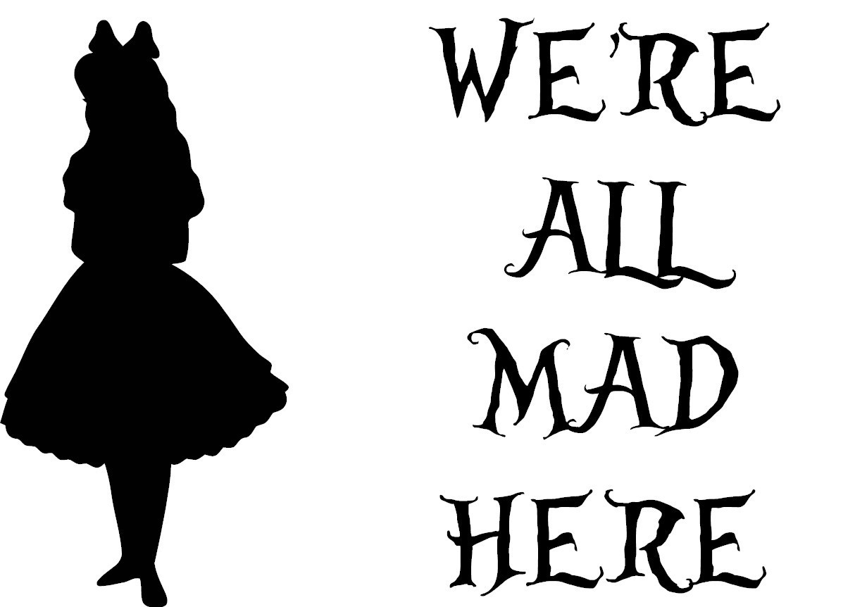 Alice in Wonderland "We're All Mad Here" Wedding Shoe Decal Stickers #101