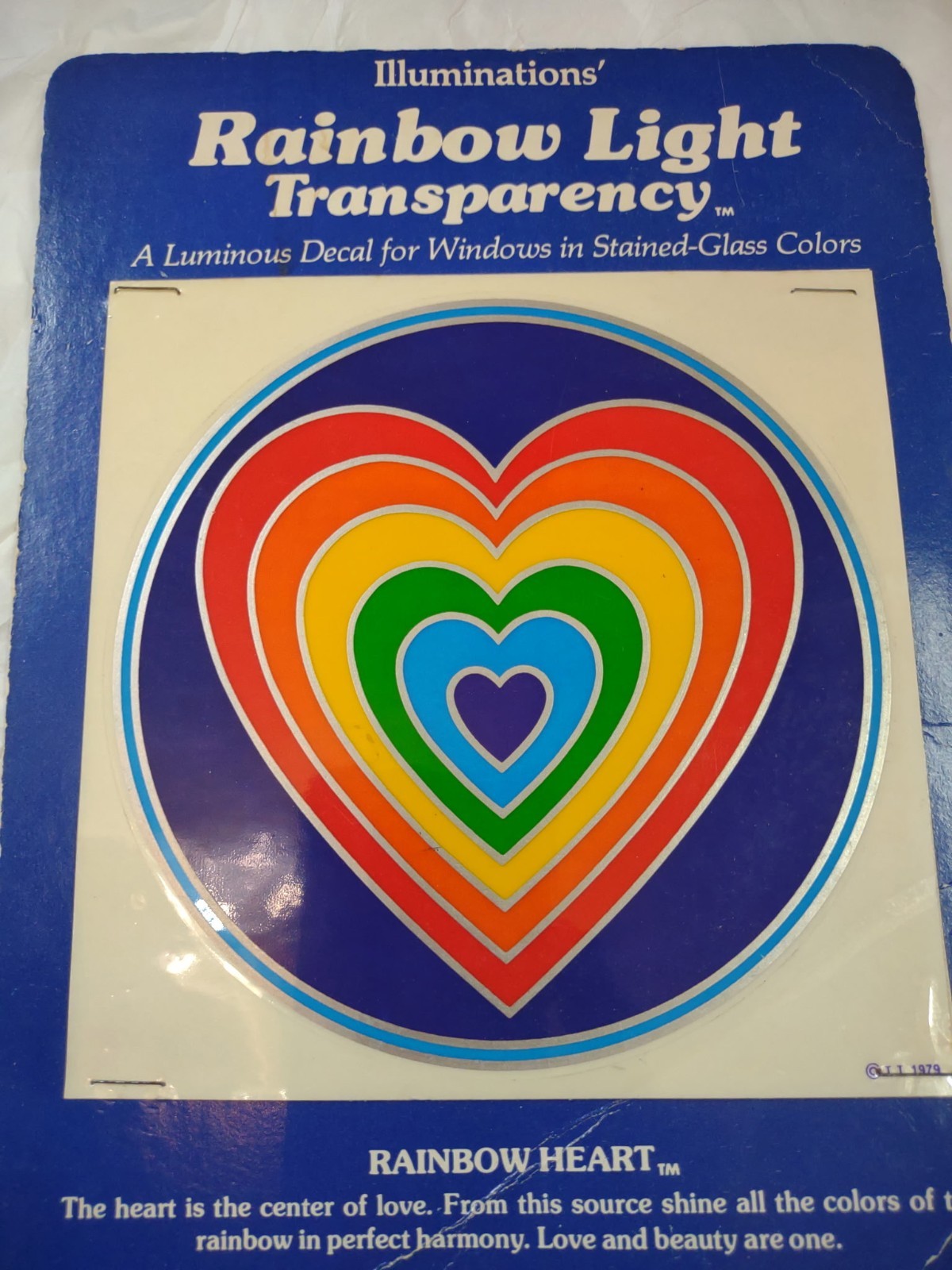 Illuminations Transparent Rainbow Heart Window Decal Multicolor Vintage