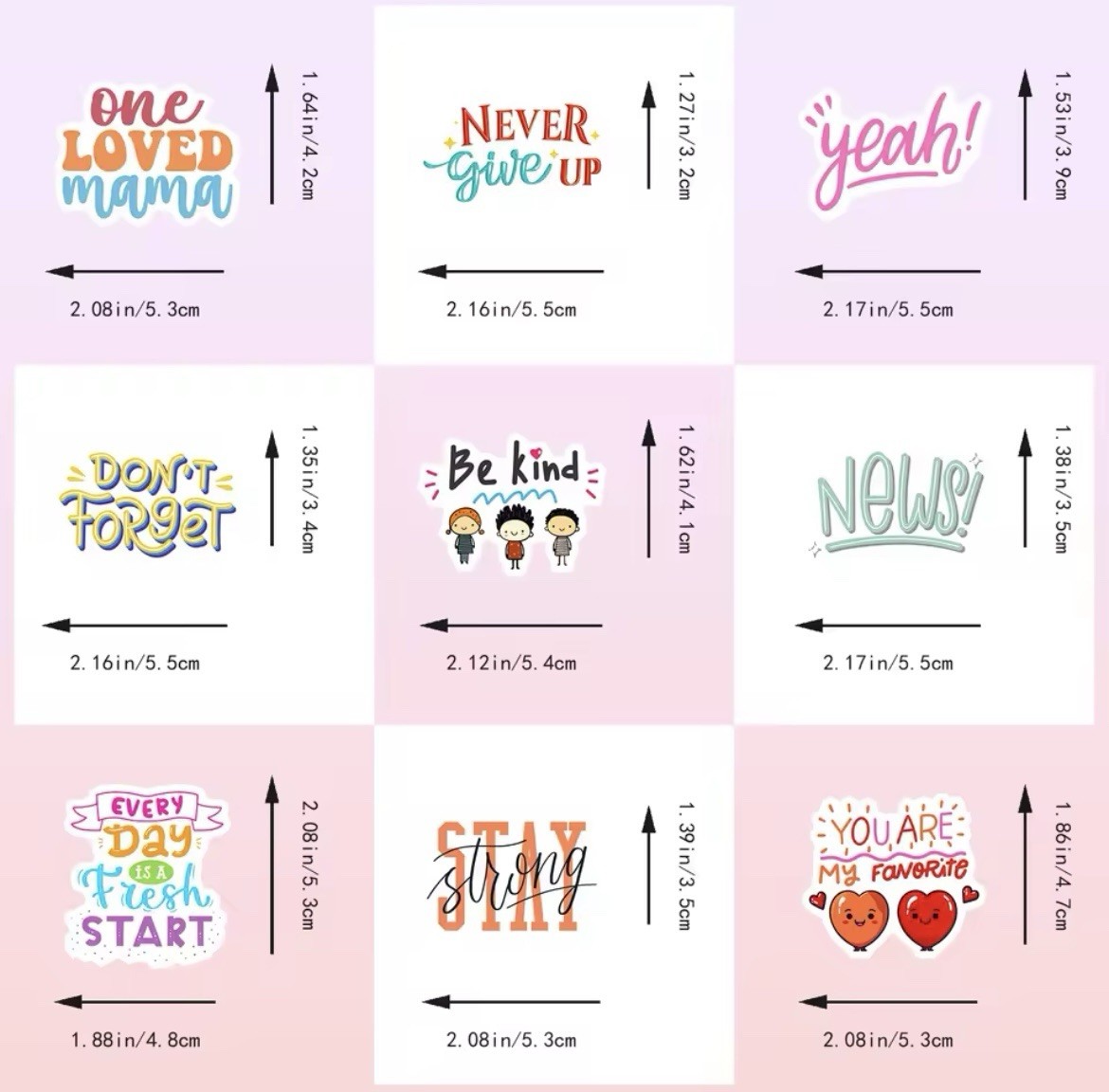 Kind Affirmative Style Stickers 50pc Fun Words And Phrase Stickers FREE SHIPPING