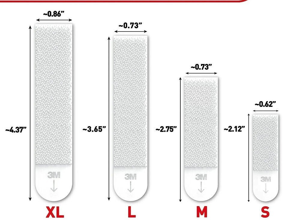 16 STRIPS 3M 8 Pairs 3.65*.73 in- Command Poster White Large Damage Free Hanging