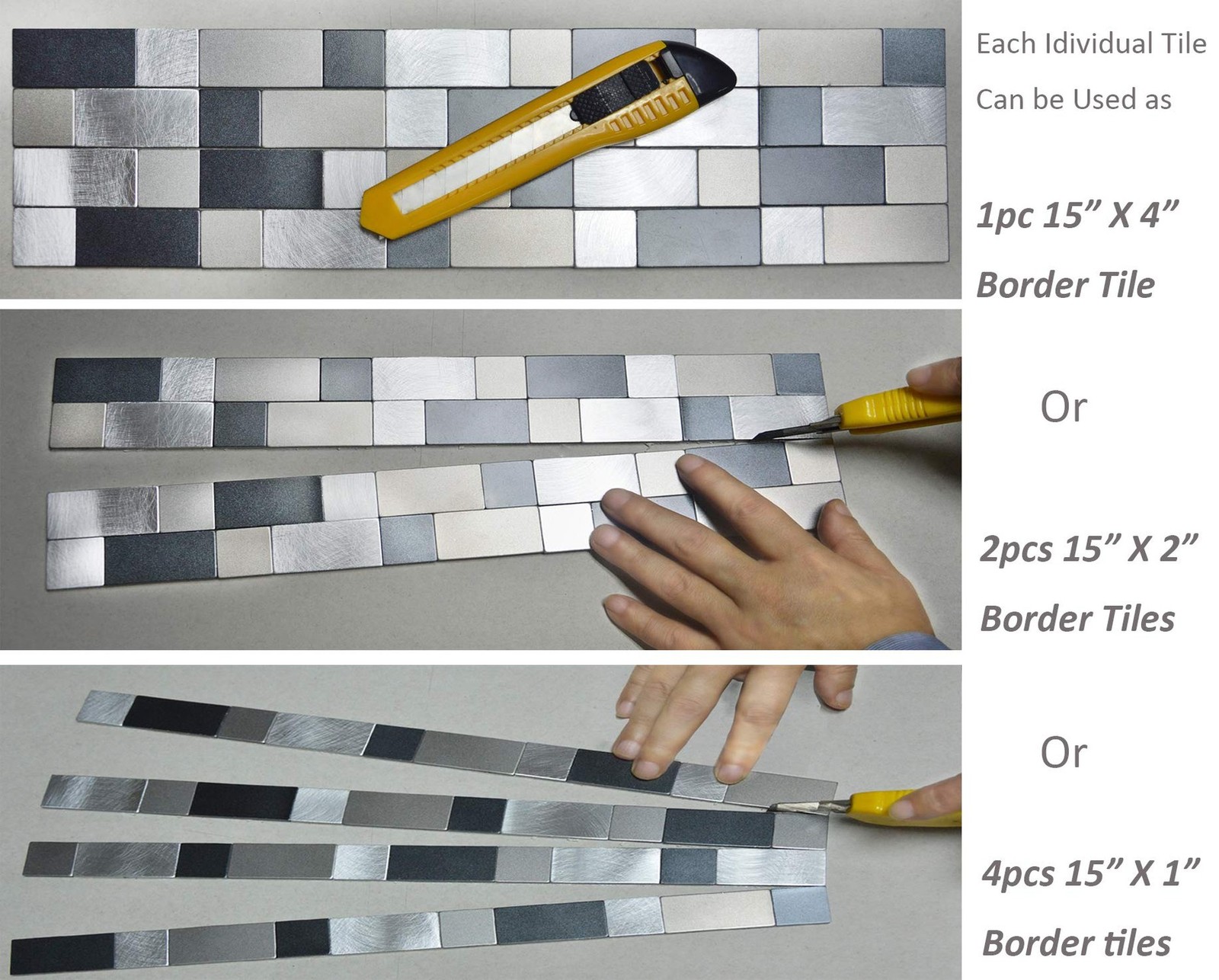 Kitchen Countertop Peel and Stick Brushed Metal Tile, 15" X 4" Aluminum Wall …