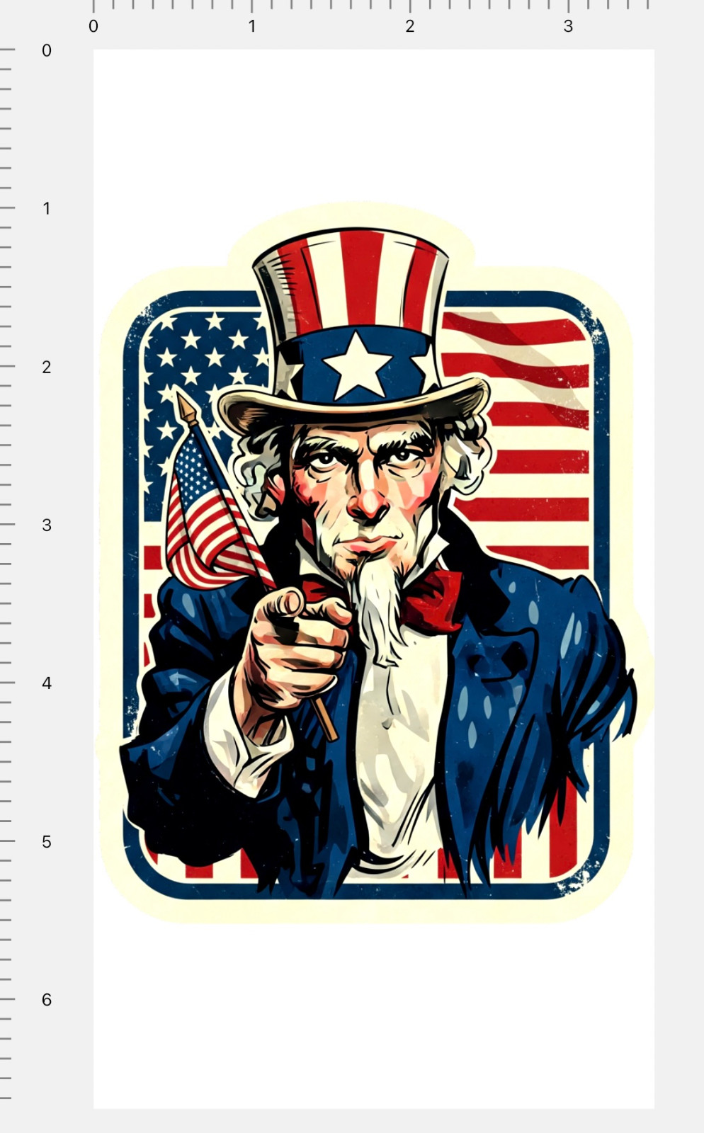 Uncle Sam Custom Sticker 4" x 7" Sheet American Flag Pointing Wants You US USA