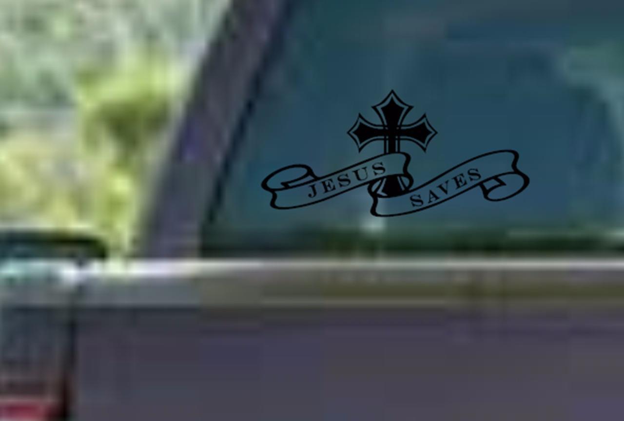 JESUS SAVES Cross Beautiful Wall Art vinyl Decal Car Window Christ God Bible