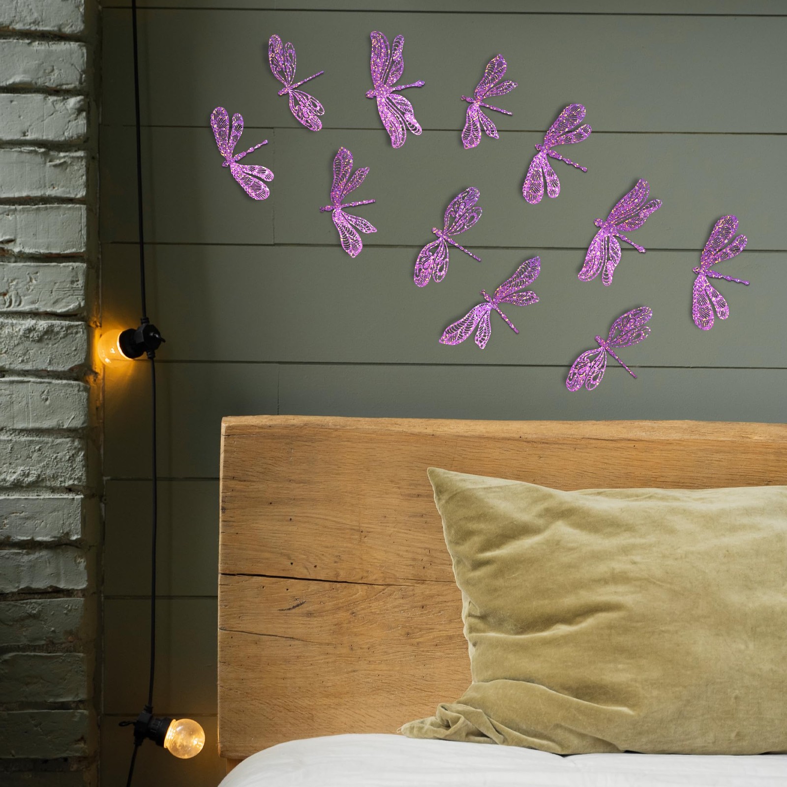60 Pcs 3D Sequined Iridescent Dragonfly Wall Decor Stickers,Removable Glitter…