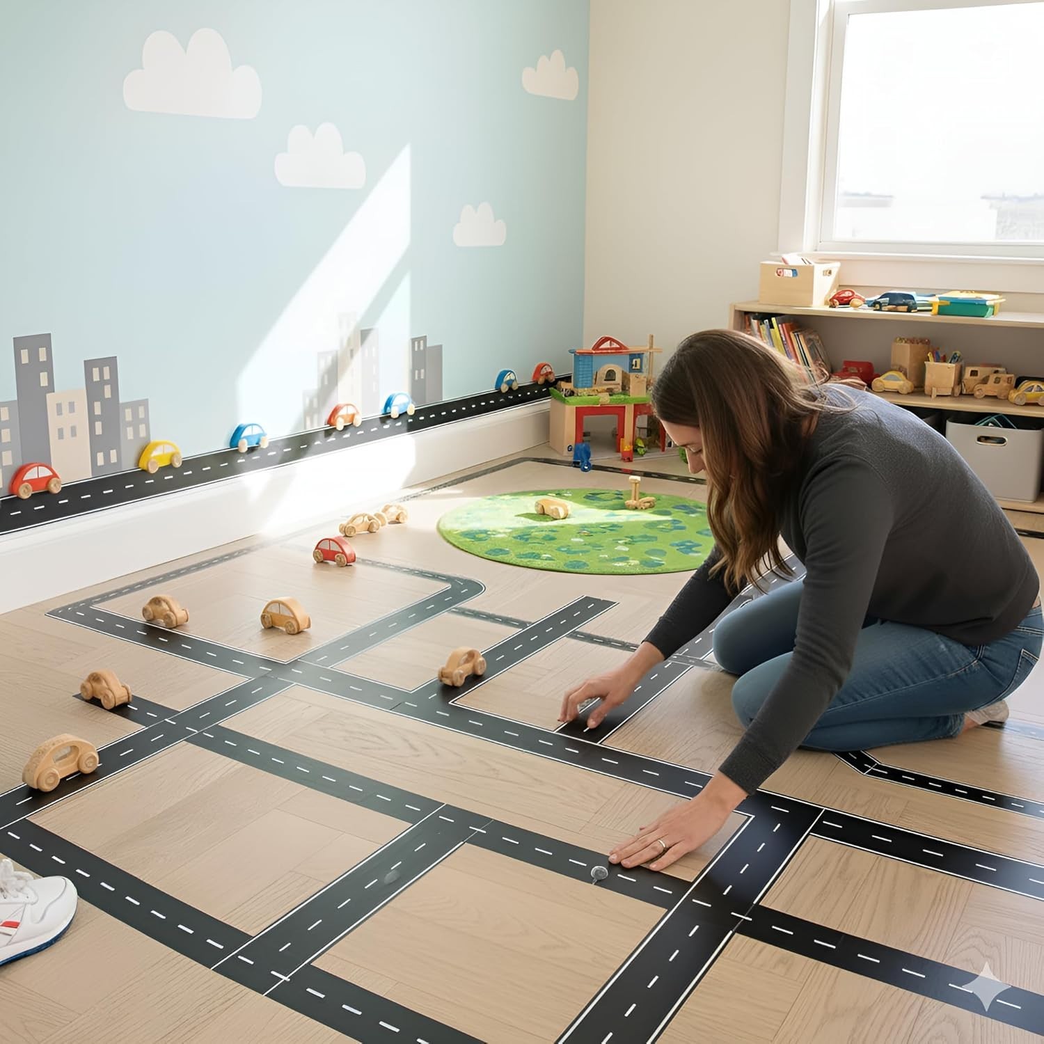 Kids Room 140 Inch Road Wall Decals – Easy to Apply and Removable Vinyl Stickers