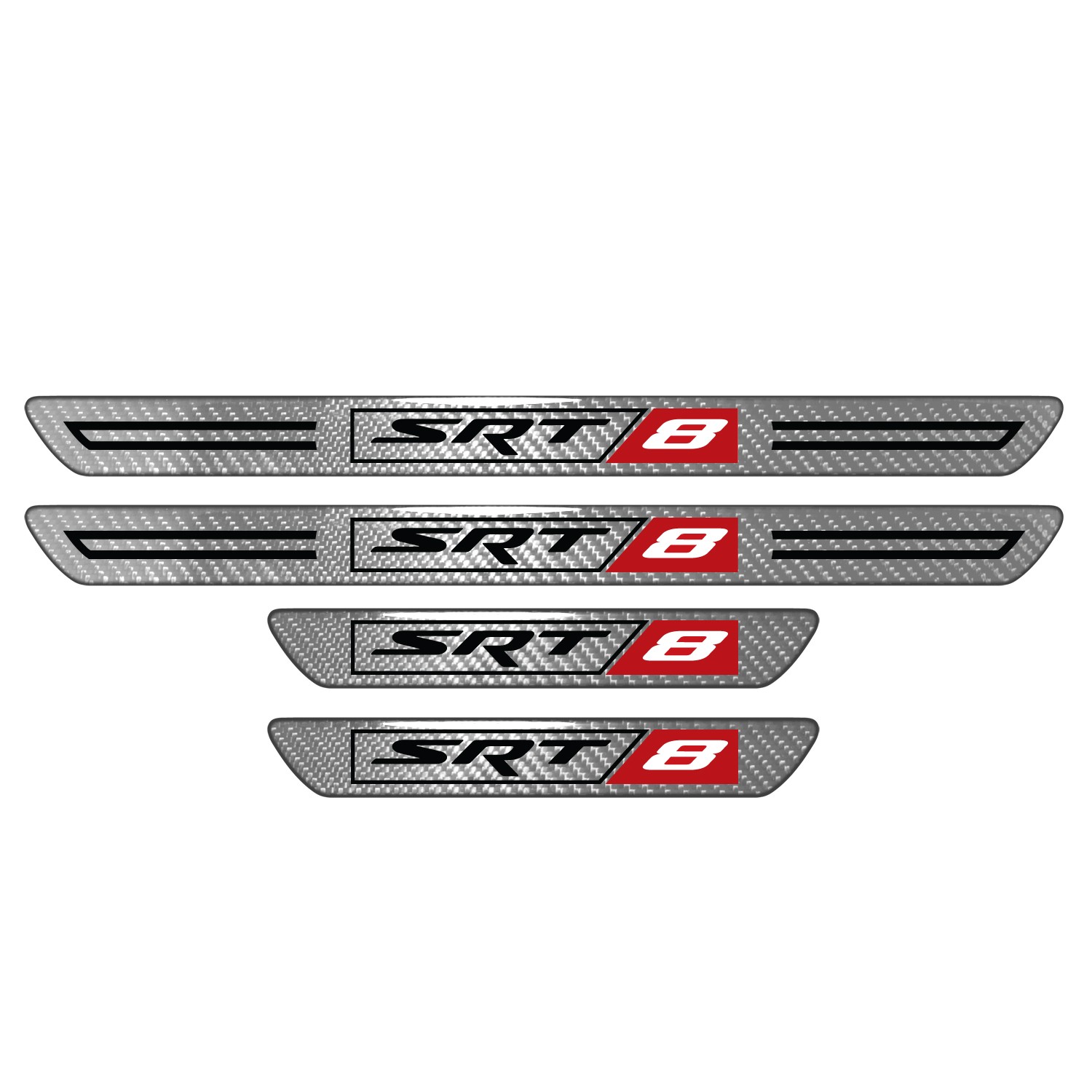 Dodge SRT-8 Silver Carbon Fiber Universal Door Sill Protector Kick Plates