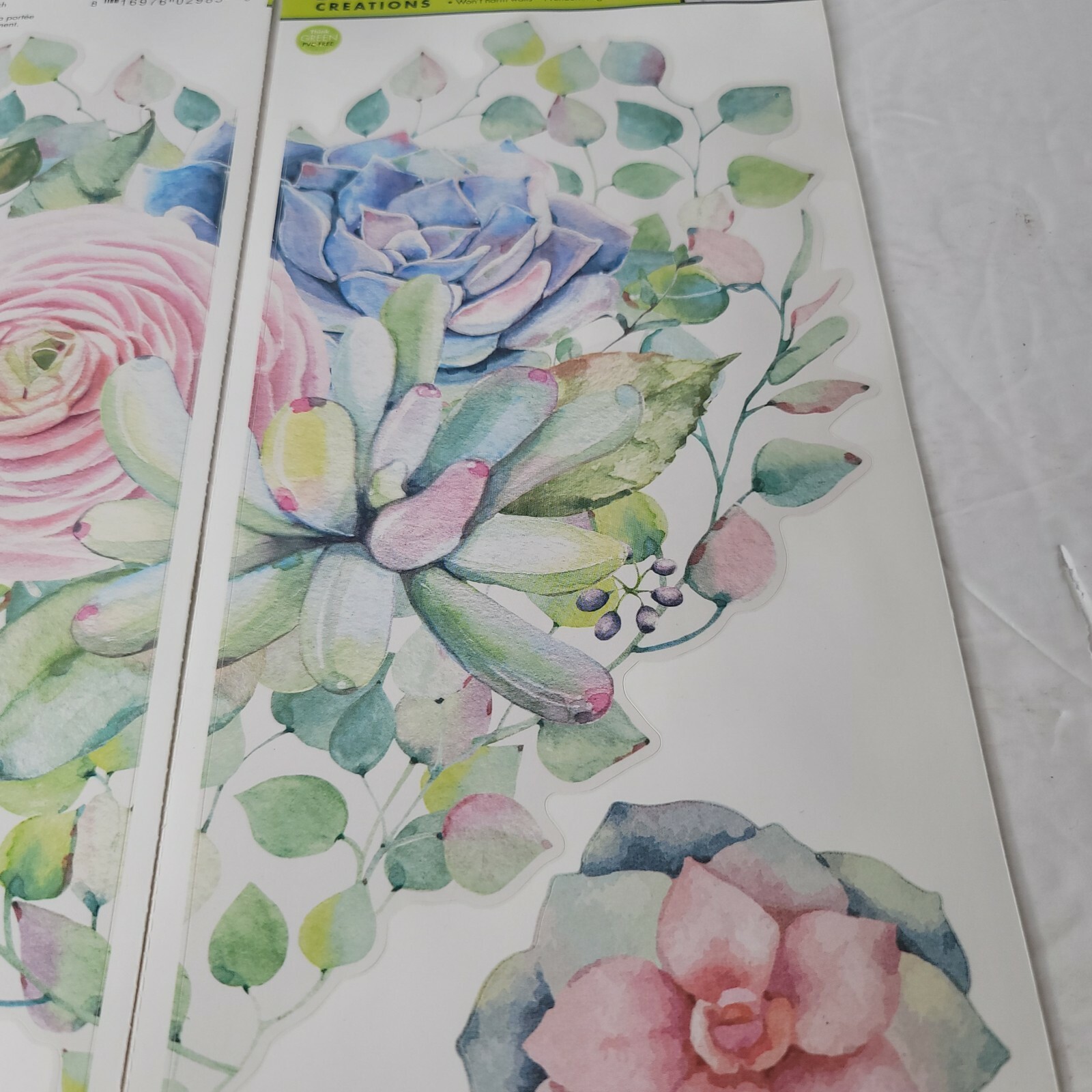 2 PKG NEW Succulent Floral Cactus Plants Peel & Stick Wall Decals 290269