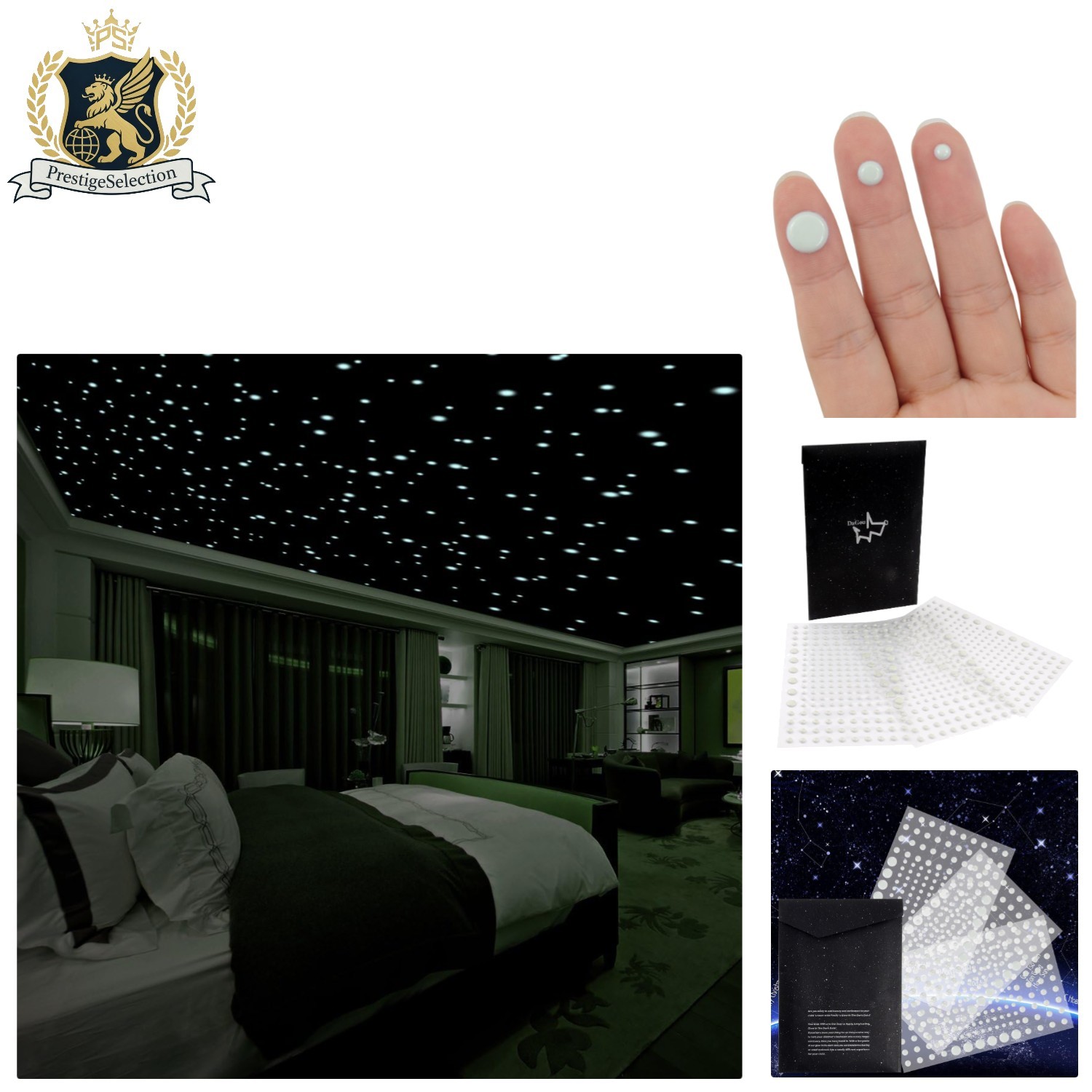 Enchanting 3D Domed Glow-in-the-Dark Stars – 606 Green Stickers for Kids' Rooms