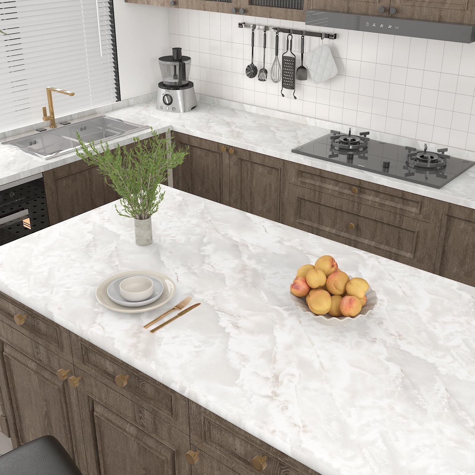 Beige Cloudy Marble Contact Paper for Countertops Waterproof Matte Marble Wal…