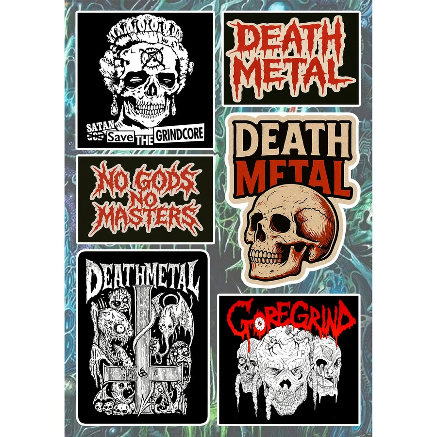 Death Metal Stickers Brutal Grindcore Goregrind Heavy Metal Skull Reaper Decals