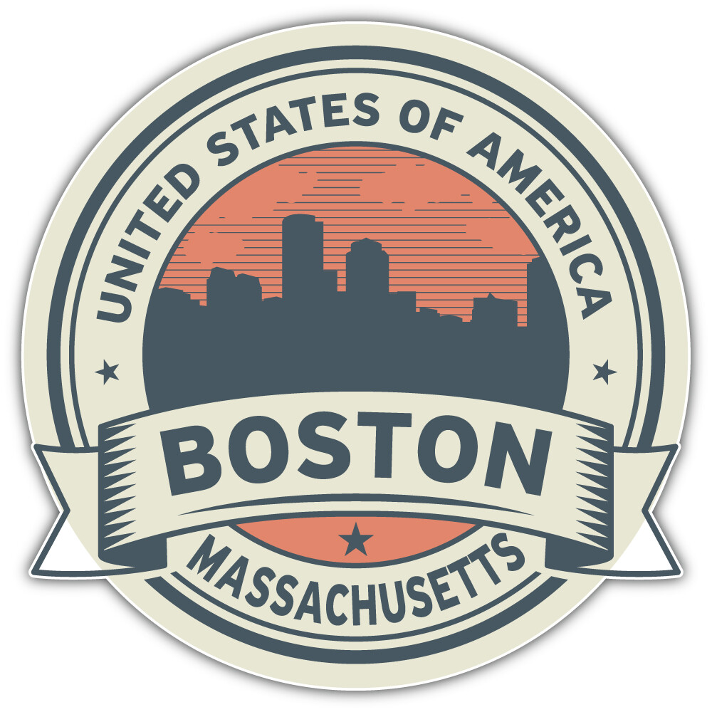 Boston City Massachusetts USA State Retro Badge Car Bumper Sticker Decal "SIZES"