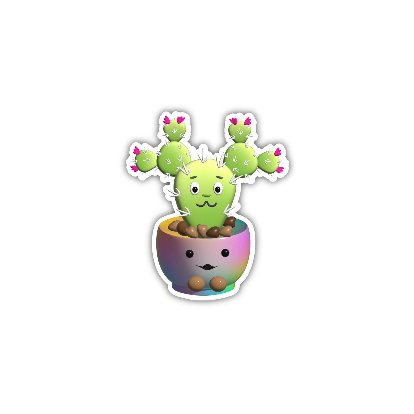 Cactus Vinyl Sticker Cute Flower Design Waterproof Car Truck Bottle Laptop Decal