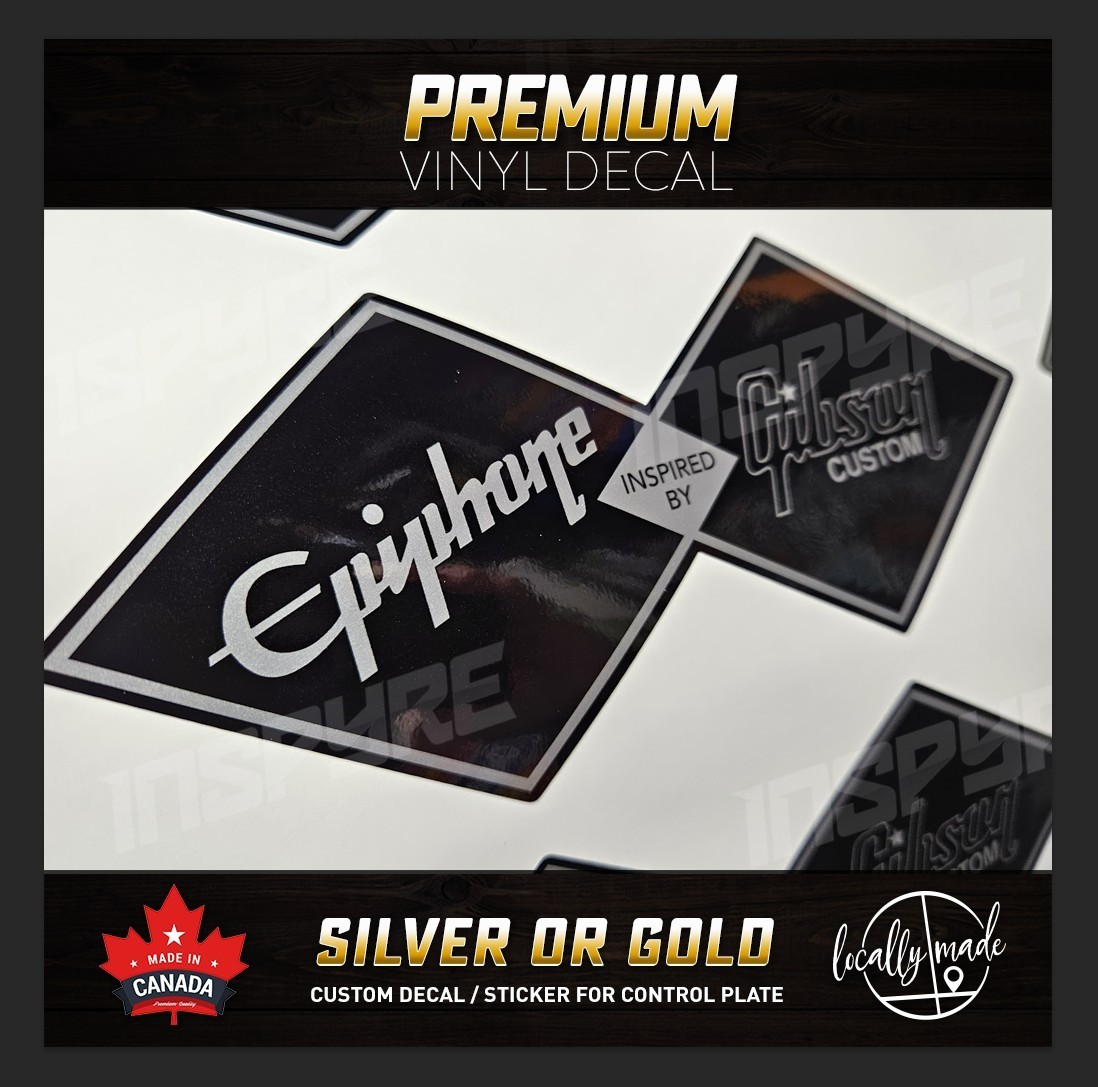 Epiphone Inspired by Gibson Custom Control Plate Decal /Sticker • Silver or Gold