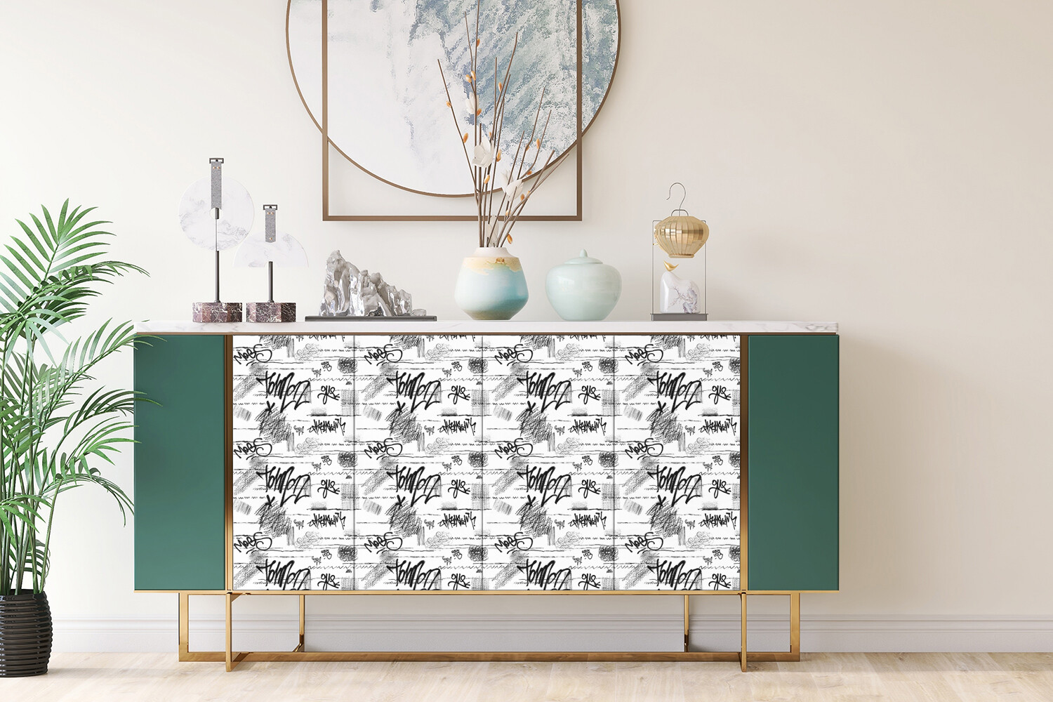 Decorative Sticker Veneer Furniture Wardrobe Table Adhesive Graffiti 100×50