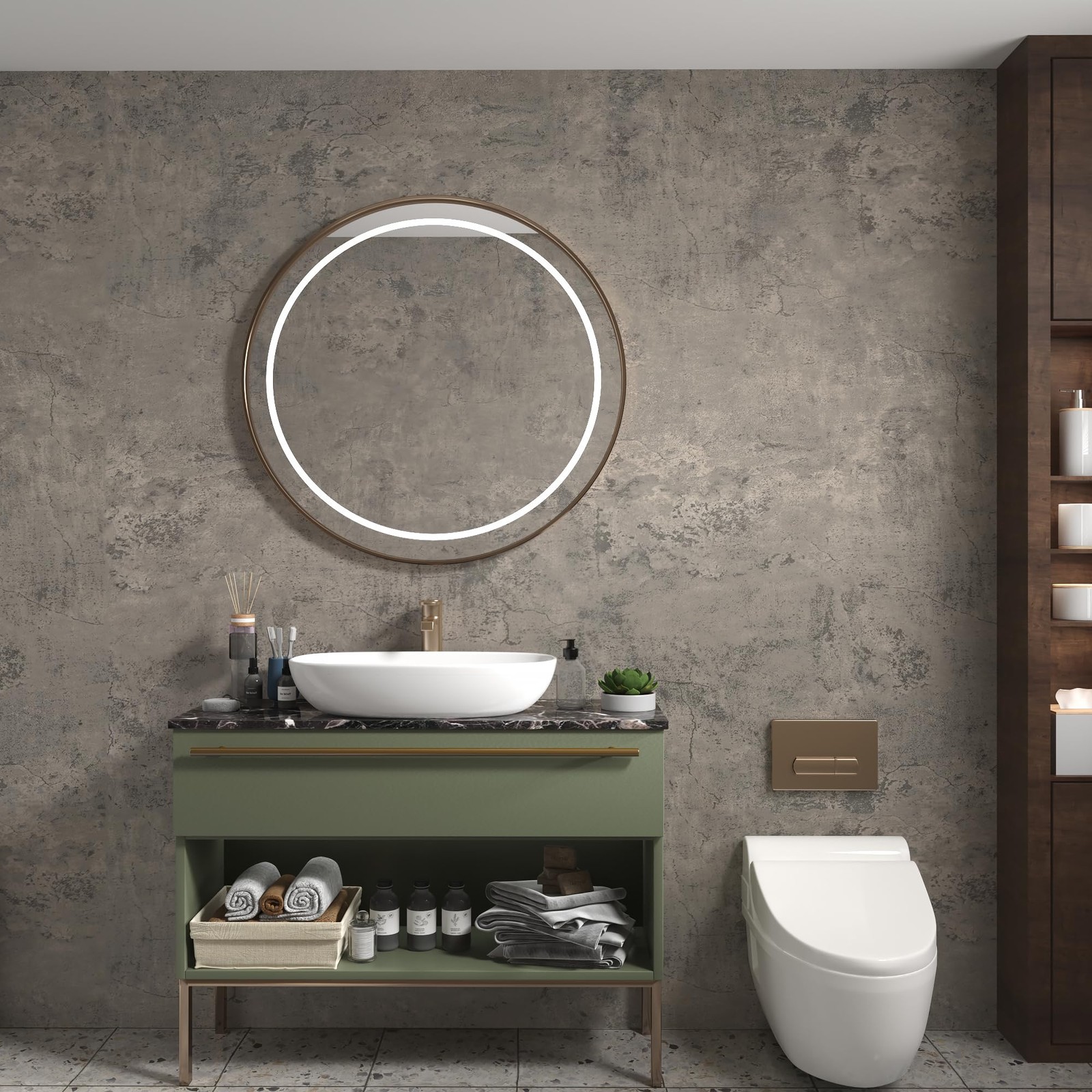 16"×354" Extra Thick Light Grey Concrete Wallpaper Peel and Stick 3D Faux Con…