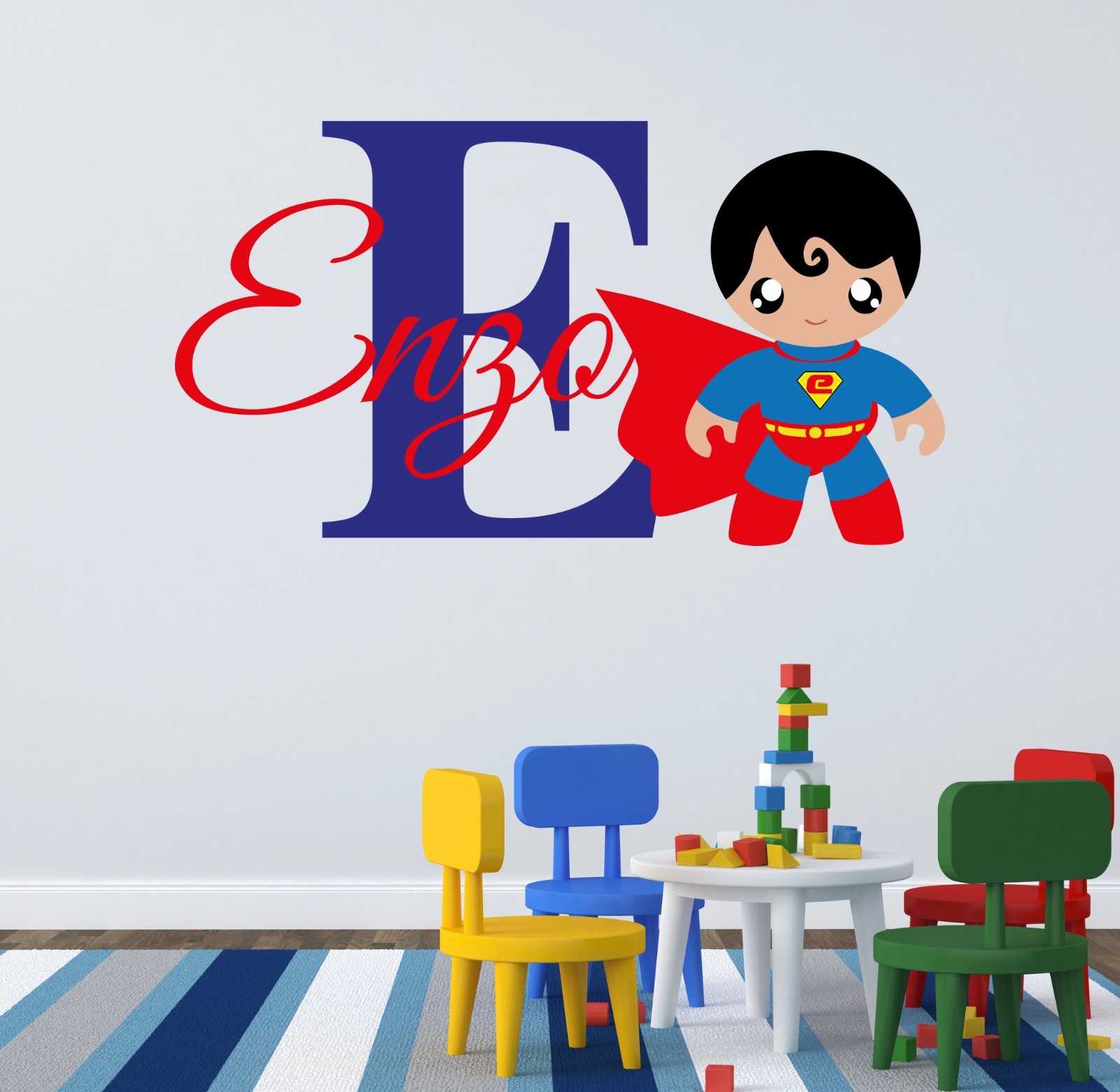 Custom Name Super hero Wall Decal – Superhero Sticker Peel and Stick Removable