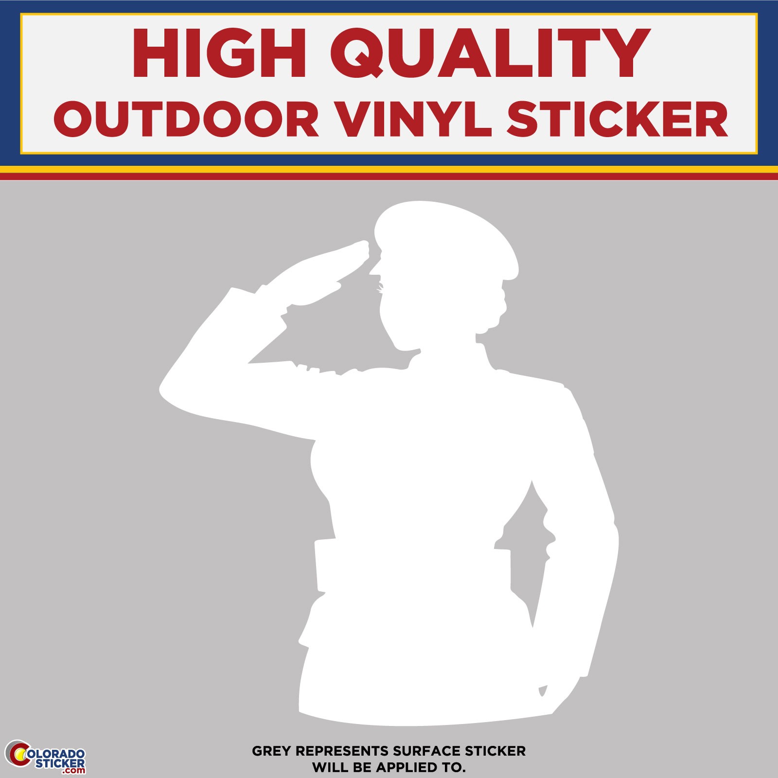 Female Soldier Saluting Die Cut, High Quality Vinyl Sticker Decal