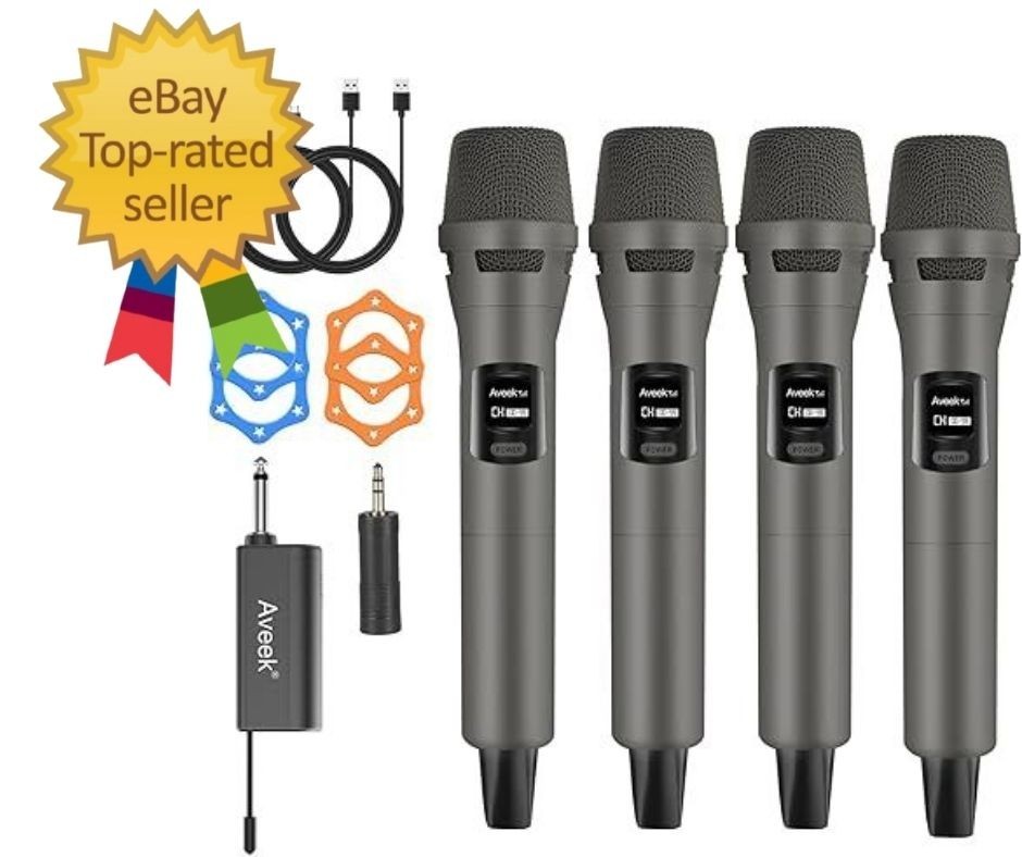 4 Packs Wireless Microphone System, Plug & Play Karaoke Microphone Set …