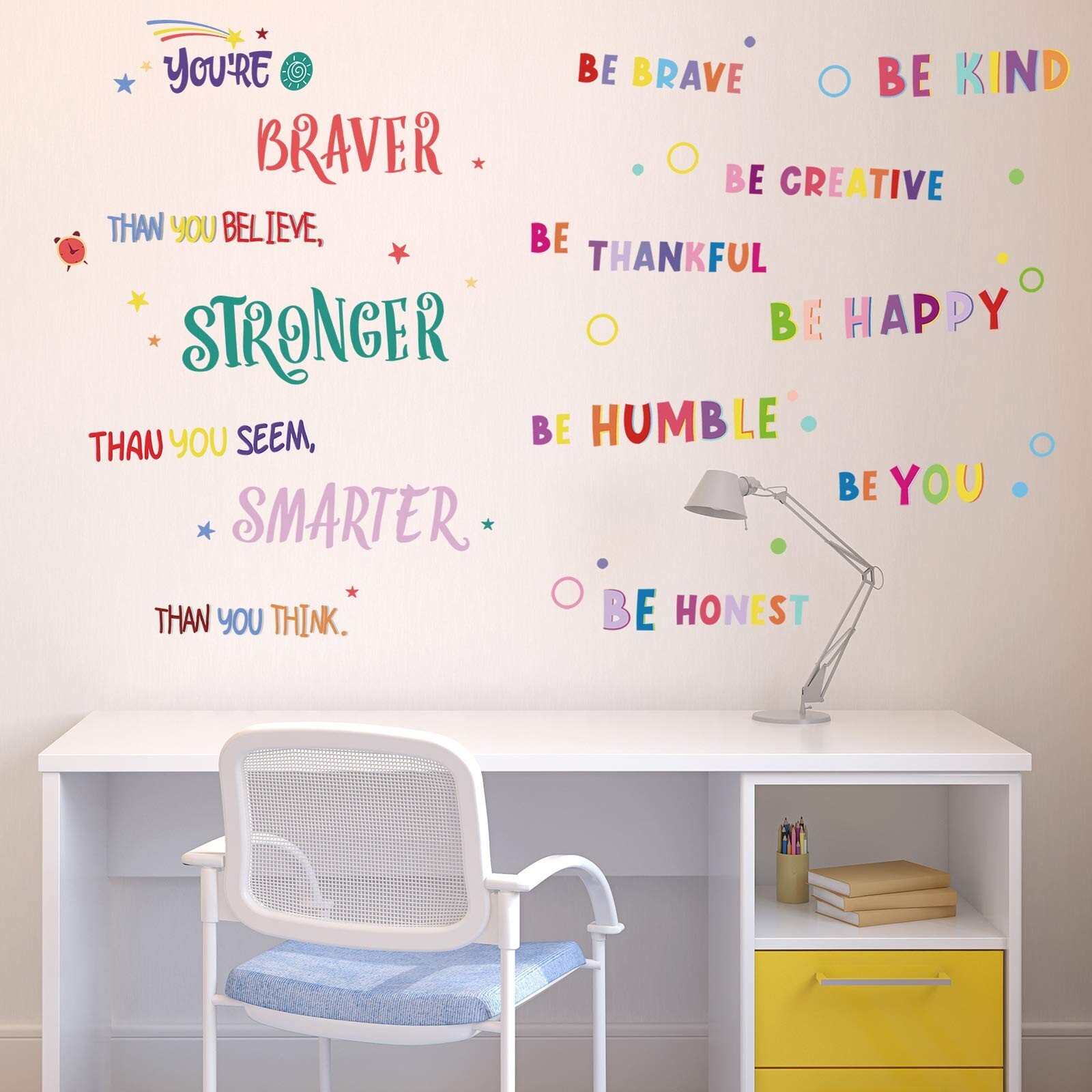 6 Pieces Colorful Inspirational Wall Decal Motivational Quote Phrases Wall St…
