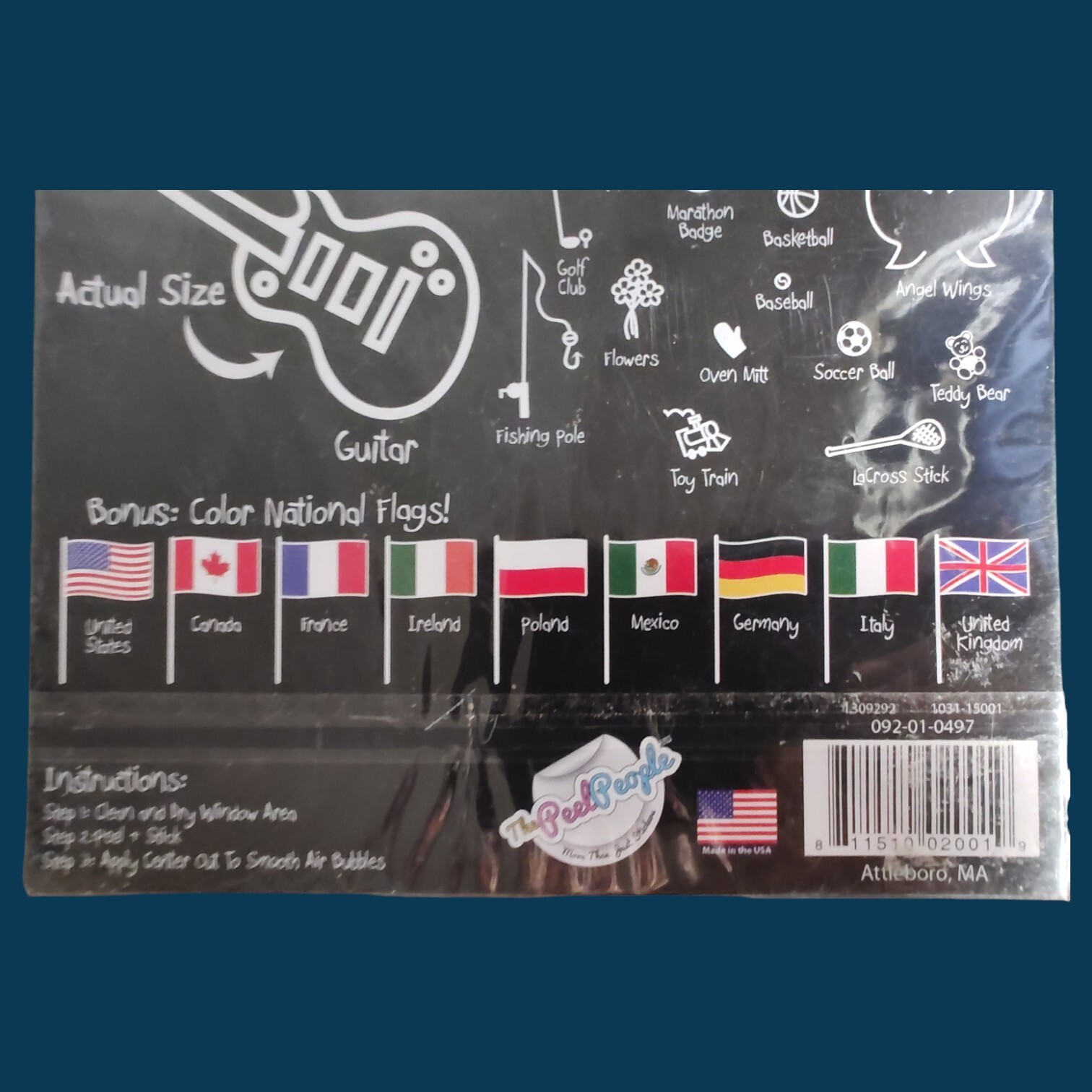 The Peel People Stick Figure Window Stickers Accessory & Flags Pack 59 Decals
