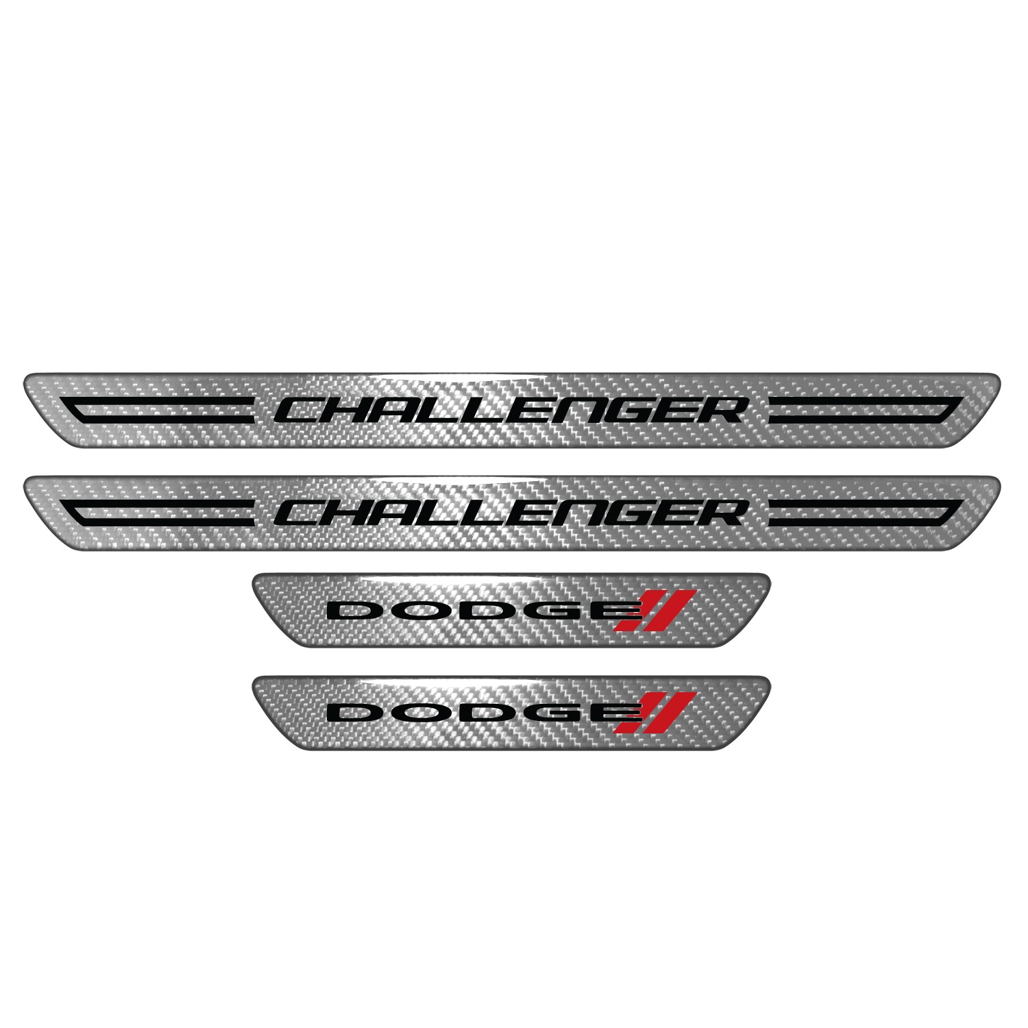 Dodge Challenger Silver Carbon Fiber Universal Door Sill Protector Kick Plates