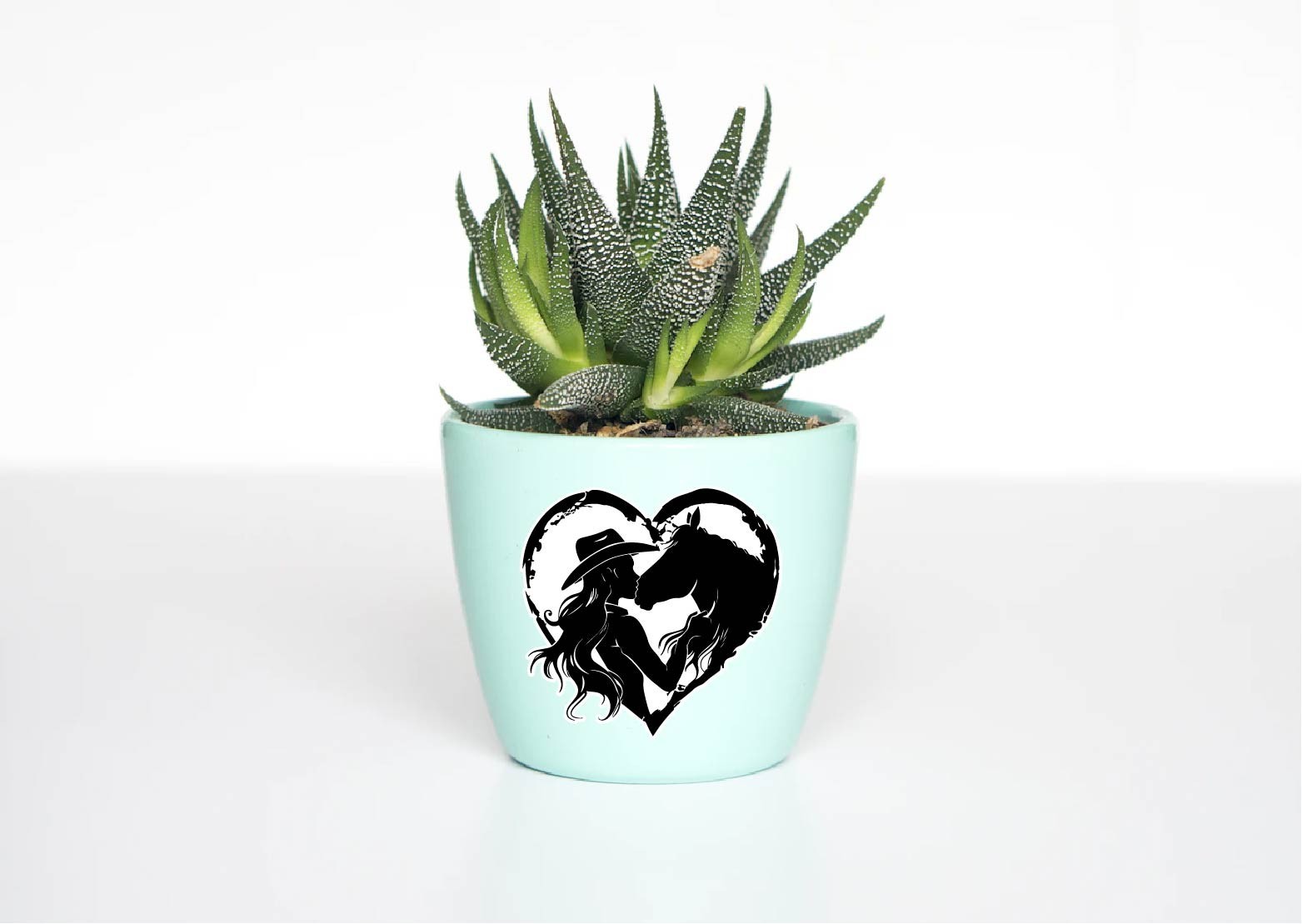 Cowgirl Kissing Horse Heart Decal Sticker Girl Country Life Western Farm Love