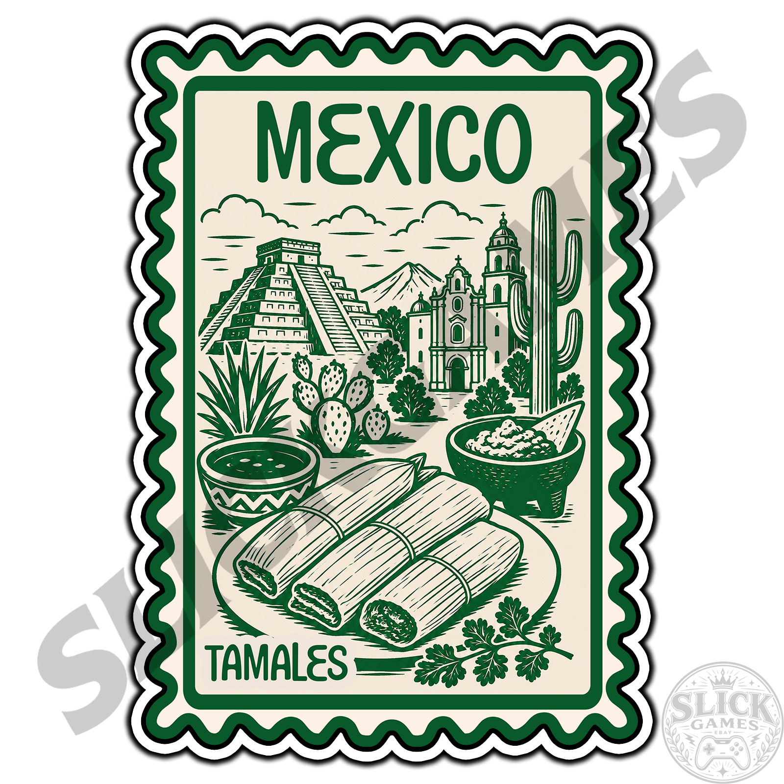 Mexico Tamales Travel Postage Stamp Sticker #1 Waterproof Vinyl Decal DieCut