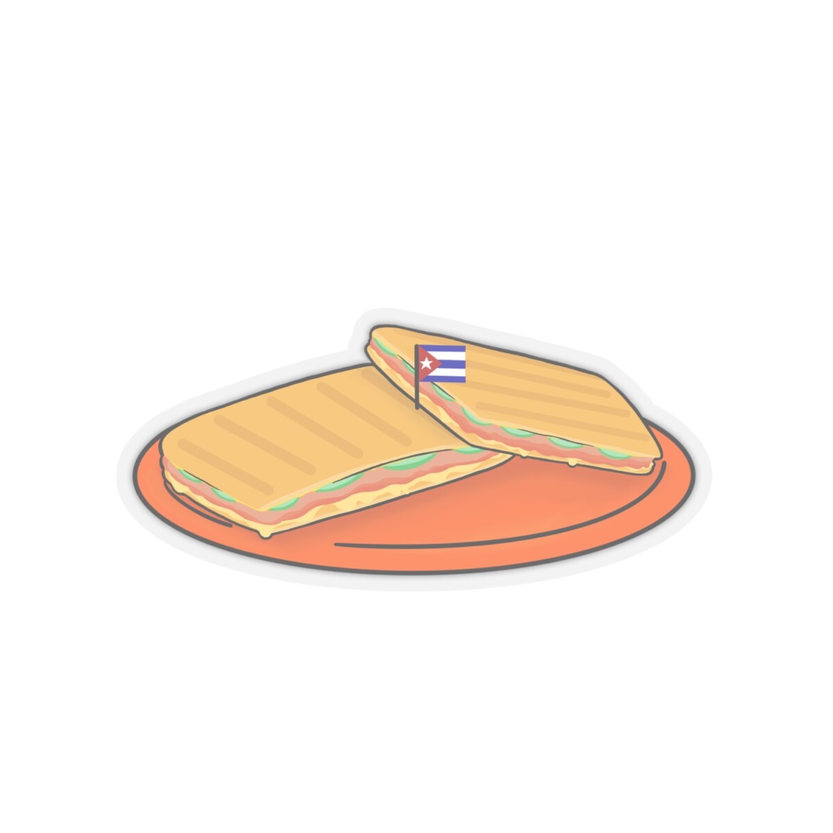 “Cuban Sandwich” Illustration Miami Latin American Food Kiss-Cut Vinyl Stickers