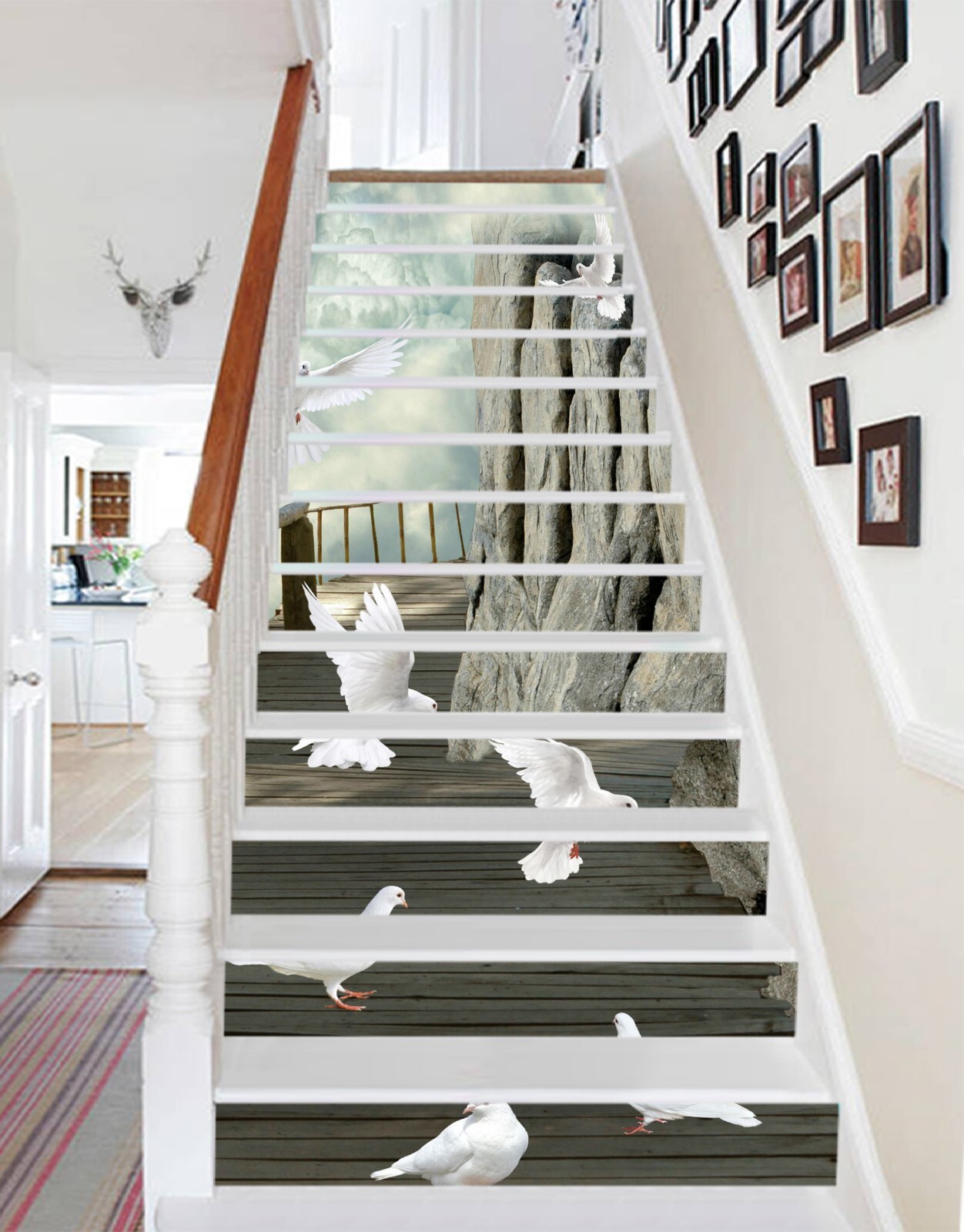 3D White Pigeon 564 Stair Risers Decoration Photo Mural Vinyl Decal Wallpaper