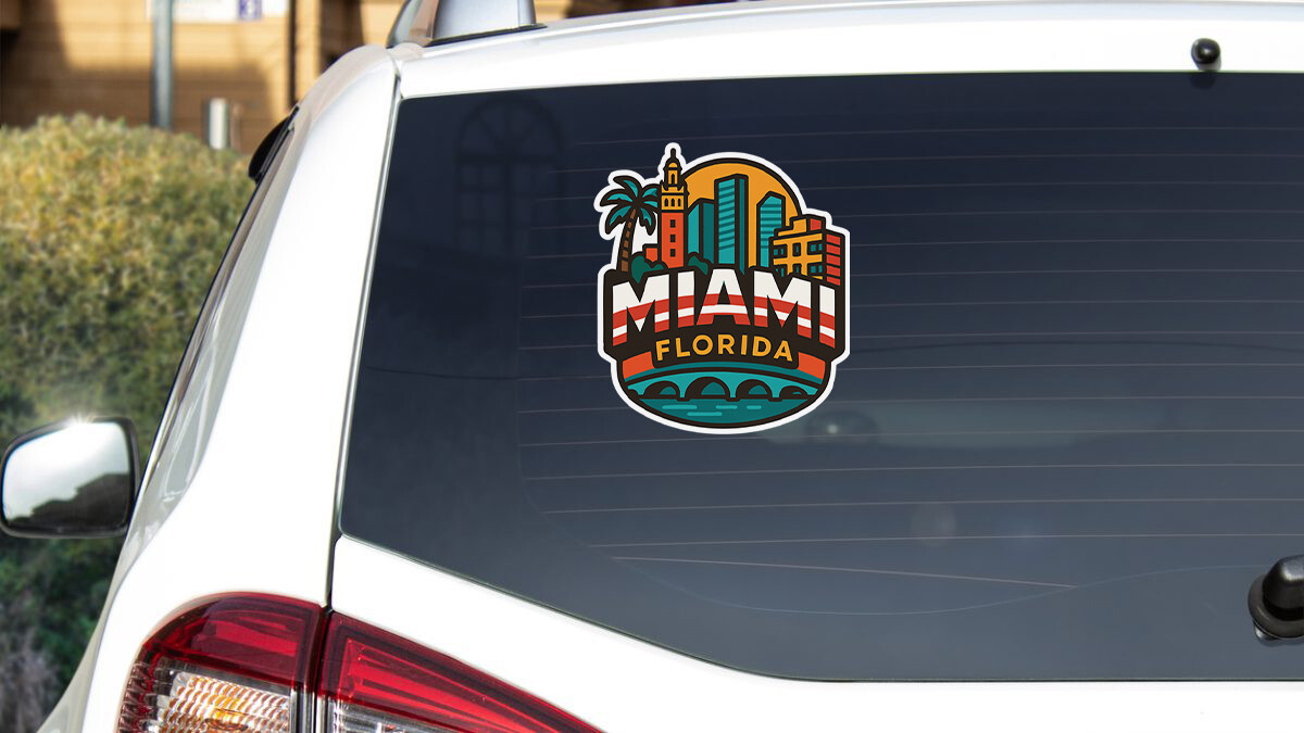 Miami Sticker Decal Vinyl Die-Cut City Skyline Landmark Design