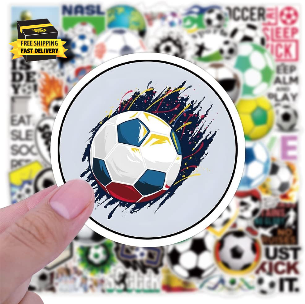 100 PCS Soccer Stickers for Boys Girls Kids Teens, Waterproof Vinyl Soccer Decal