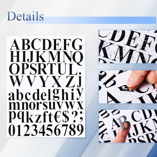 8 Sets 536 Pcs Vinyl Letter Number Stickers Alphabet Large Self 1 Inch Black