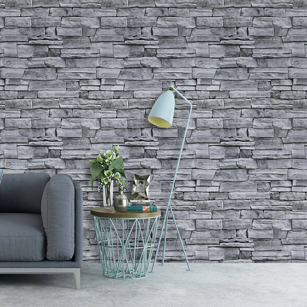 1x Roll 3D Wall Paper Brick Stone Rustic Effect Home Decor Self-adhesive Sticker