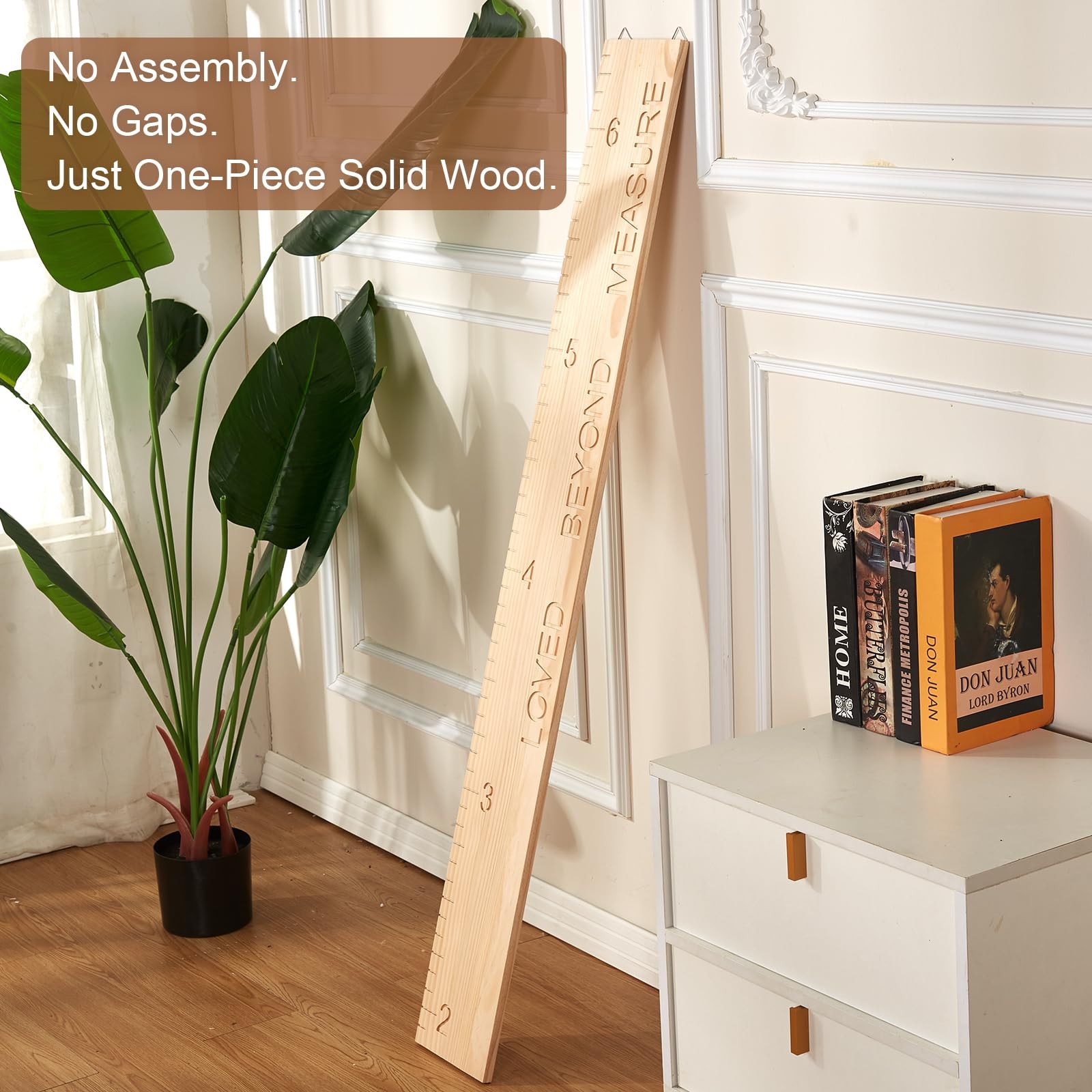 One-Piece Height Chart for Kids, Solid Wood Growth Wall 1