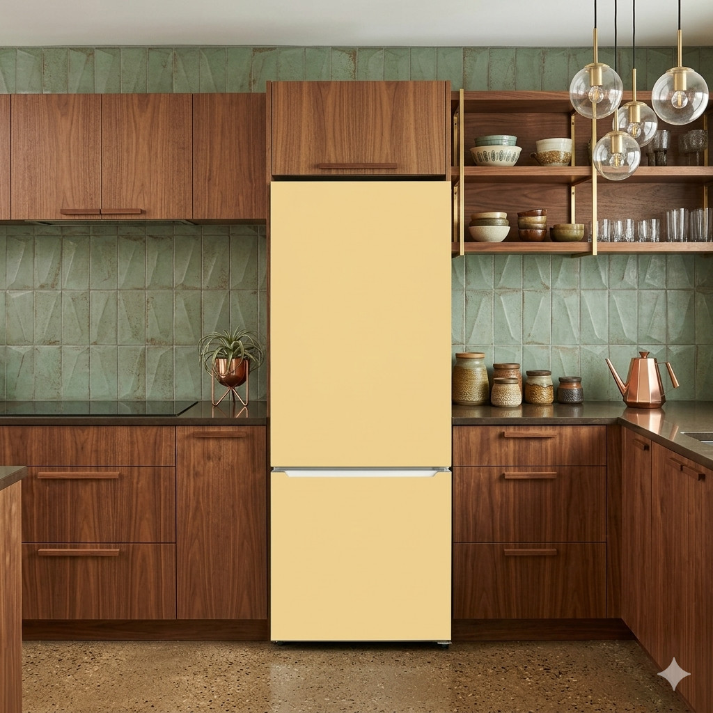 Beige Color Kitchen Fridge Wrap Matte Solid Color Vinyl Sticker
