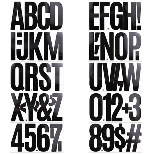 20 Sheets 6 Inch Letter Number Stickers, Self Adhesive Vinyl Capital Black