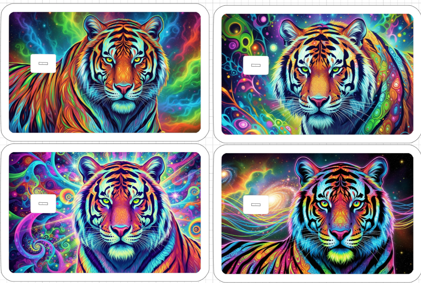 Acid Trip Tiger ATM Debit Credit Gift Card Sticker Skin Rainbow Neon Retro Cat