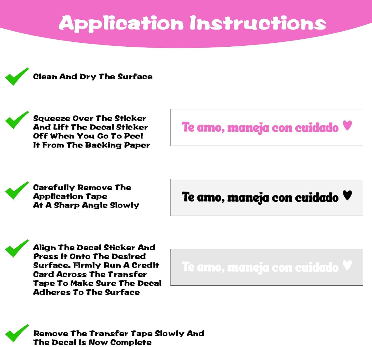 15 PCS Te Amo Maneja Con Cuidado Inspirational Message Decal, 3 Colors