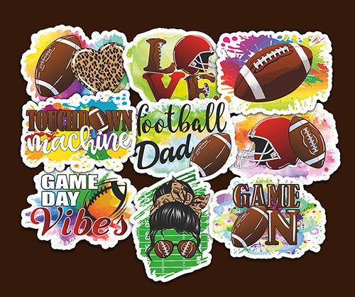 Football Vinyl Stickers Multiple Sizes Colorful Stickers For Any Smooth Surface