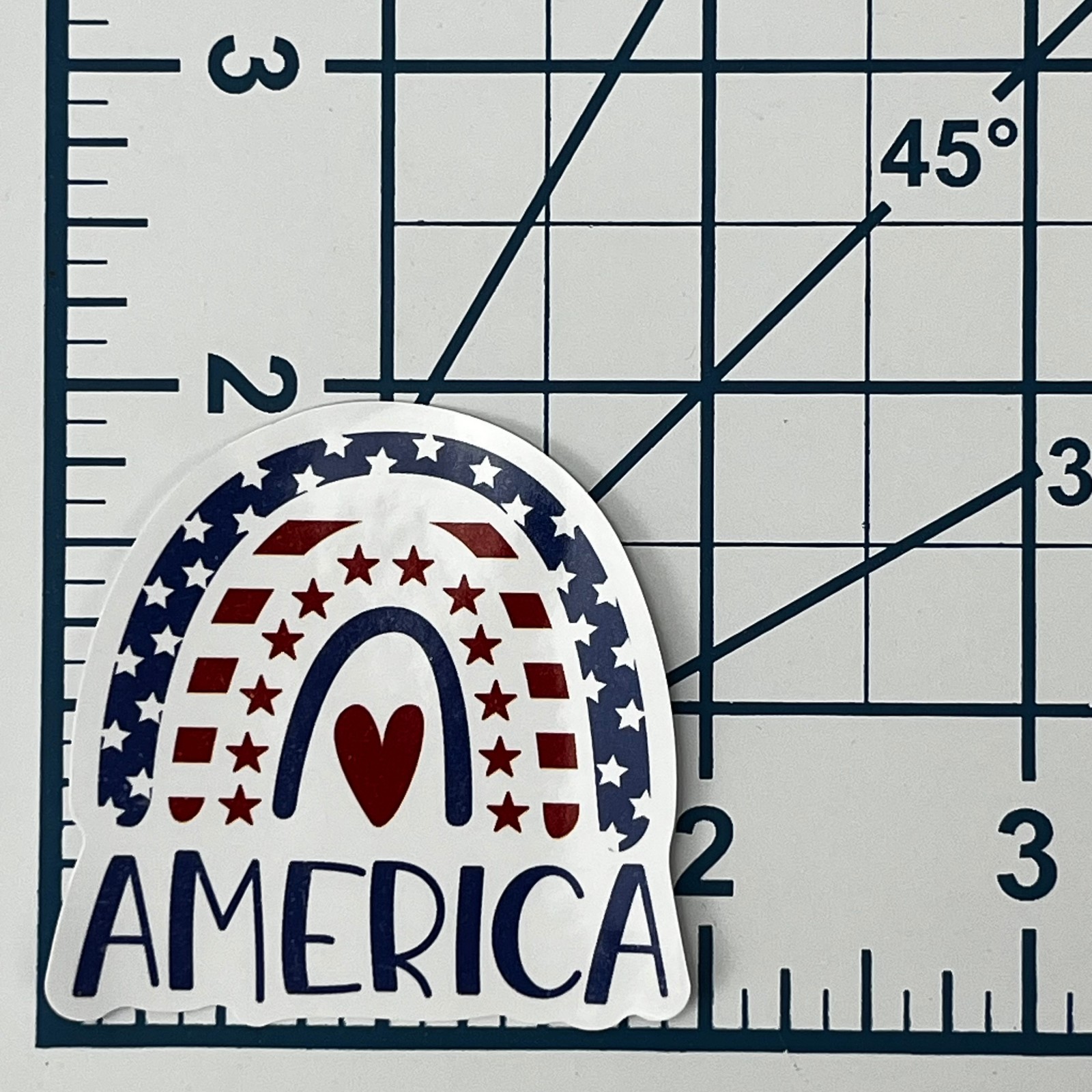America Rainbow Vinyl Sticker USA Patriotic Heart Stars Stripes Souvenir