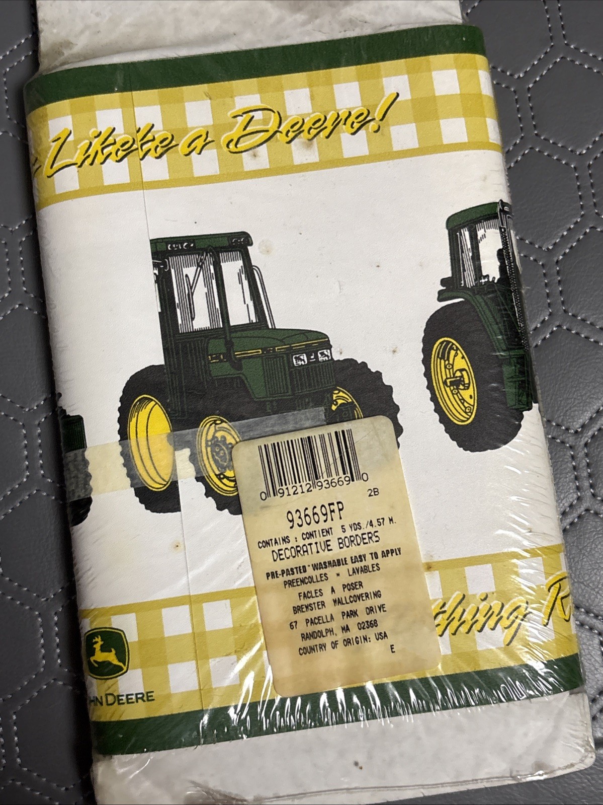 John Deere wall paper prepasted border 5yds TRACTOR vinyl wallpaper decor RARE!